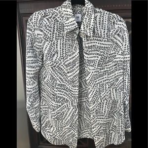 CABi black & white split back blouse